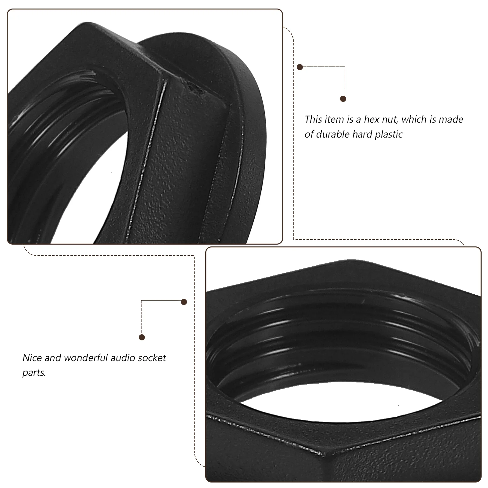 Porca sextavada para jacks Cliff UK S-H902 / 903 / 904 / 905 (preta) Porca sextavada UK Porca sextavada para porca sextavada UK jack S-H902