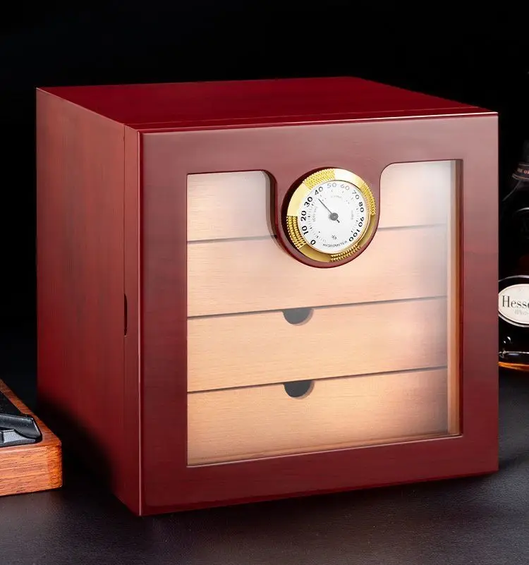 Multi-Layer Drawer-Style Large-Capacity mMoisturizing Cigar Box, A Cigar Box With Separate Compartments For Storage.