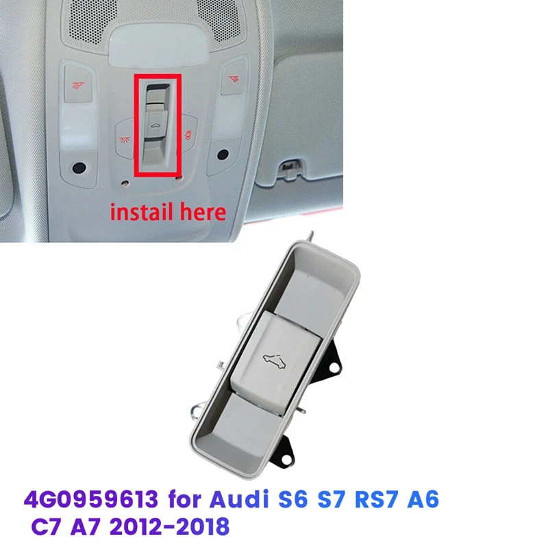 

Gray Panoramic Sunroof Switch Button 4G0959613 For S6 S7 RS7 A6 C7 A7 2012-2018 Overhead Sunroof Control Button