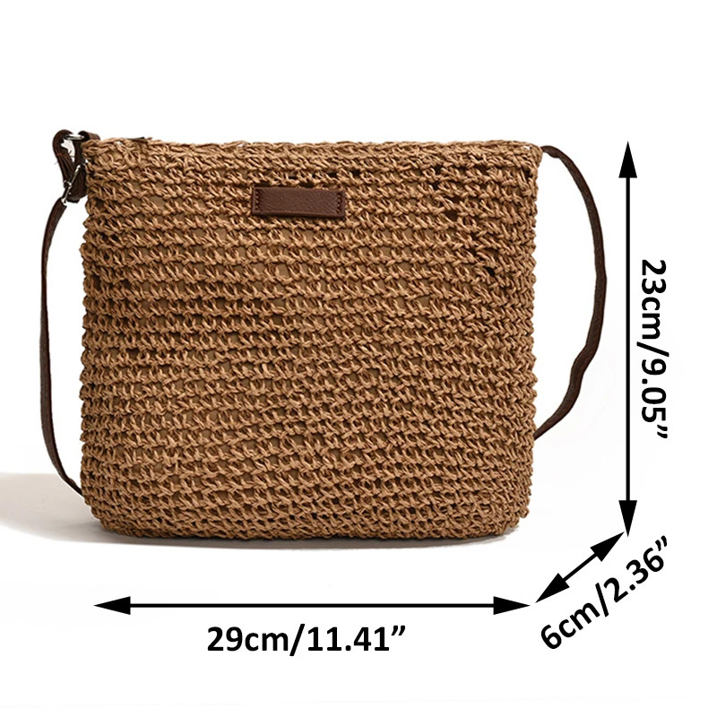 Bohemian Straw Beach Bags For Women High Capacity Handmade Shoulder Bag Casual Woven Totes Bag Shopping Clutch Handbag Purse