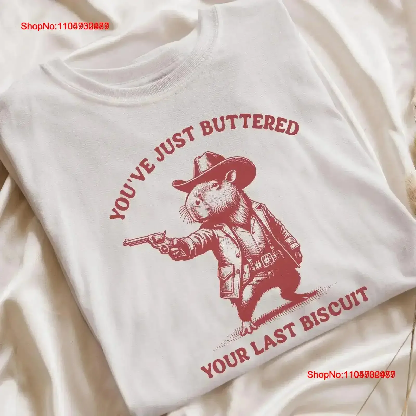 Buttered Your Last Biscuit Capybara Meme T Shirt Funny Western Vintage Cowboy Weird For Animal Lover Washed vintage Washed