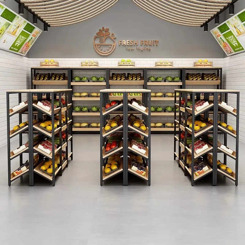 Multi Layer Display Rack for Fruit Store Wine Cake Fresh Supermarket Vegetable Stand Commercial Shelf Organizer
