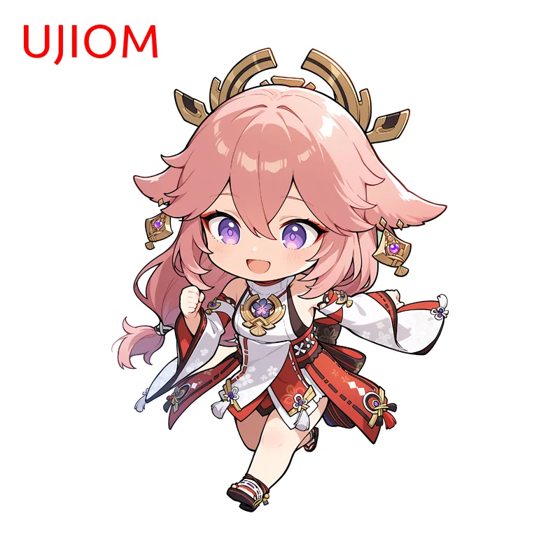 UJIOM Genshin Impact Lovely Girl Yae Miko Wall Sticker Enchanting Waterproof Graphics Decal Suitable For Refrigerator Decor