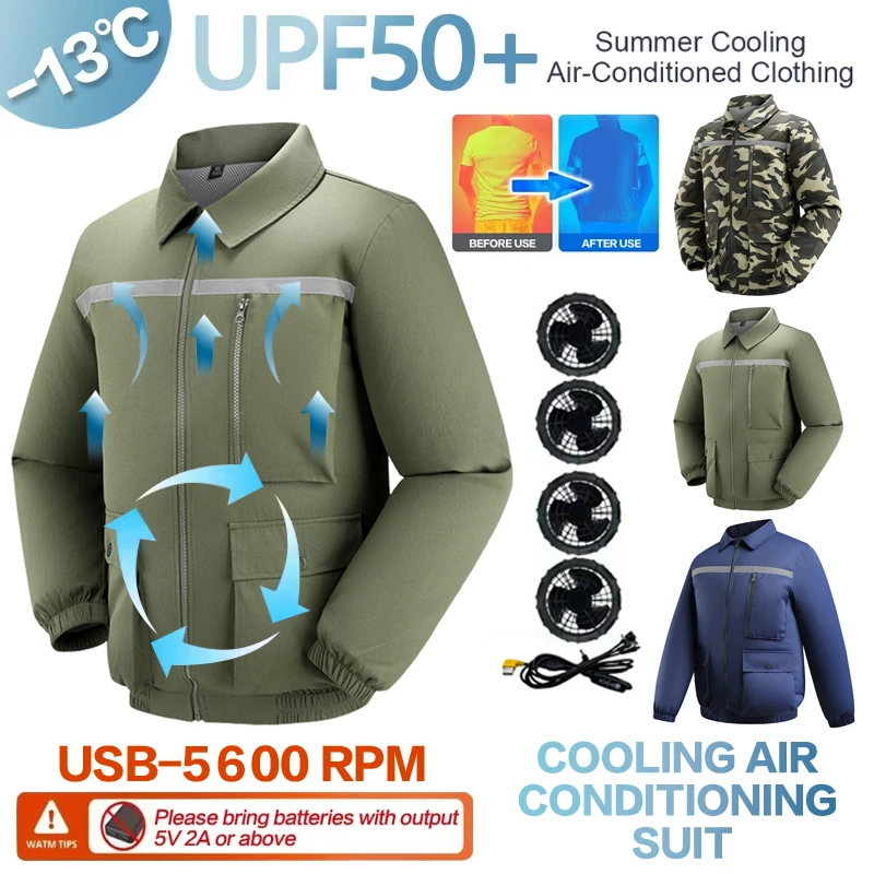 Summer cooling air conditioning protective clothing, fan clothing, clothing for lowering temperature, work clothes for men and w