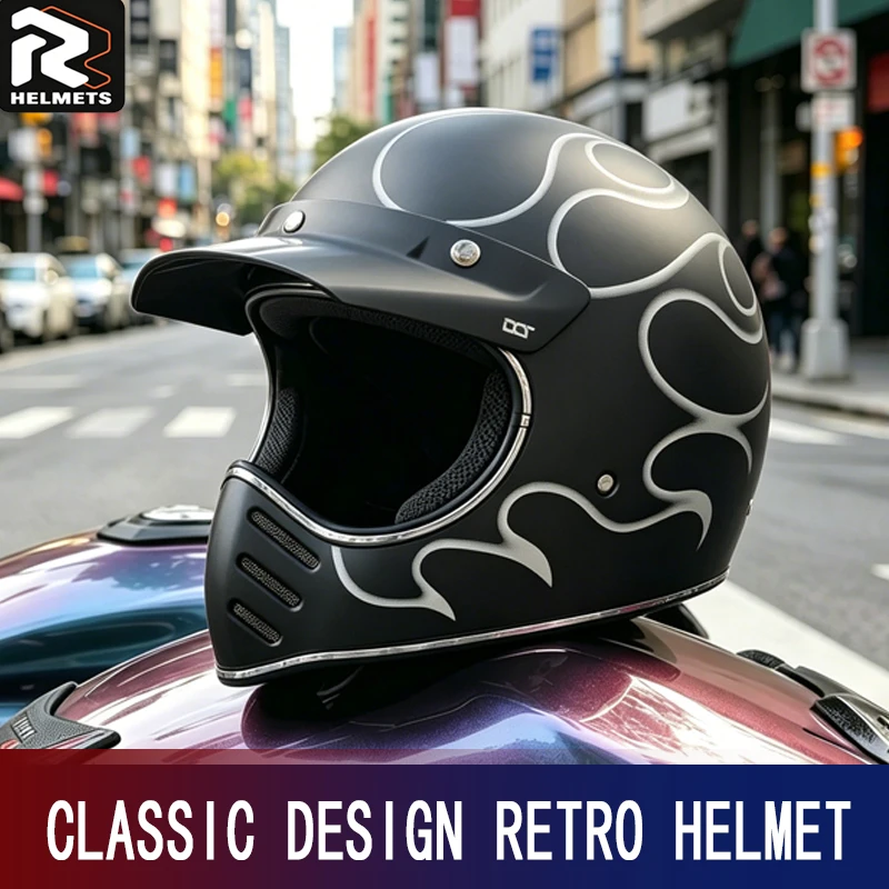 Summer Retro Helmet Men's Motorcycle Cruising Pull Helmet Japanese Pointed Mouth Small Helmet Pedal Cross-Country Full Helmet