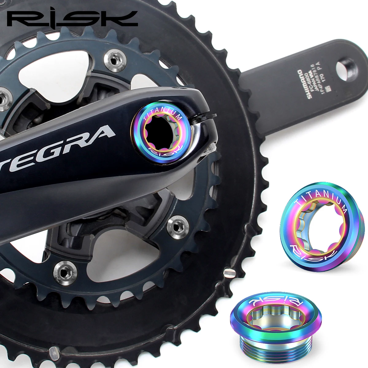 Risk Titanium Alloy Crank Arm Cover, M20*8mm Bike Chainwheel BB Crank Arm Bolts, Fit XT/XTR/SLX/Deore 105/UT/DA Crankset, Screws