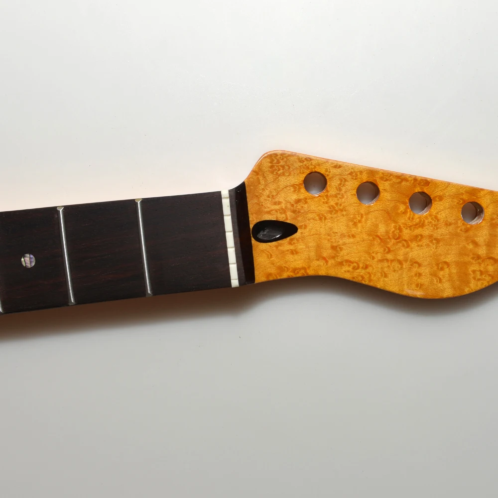 22 Frets Tlcaster Guitar Neck High Gloss Yellow Color Birdseye Maple Rosewood Fretboard for Electric Guitar