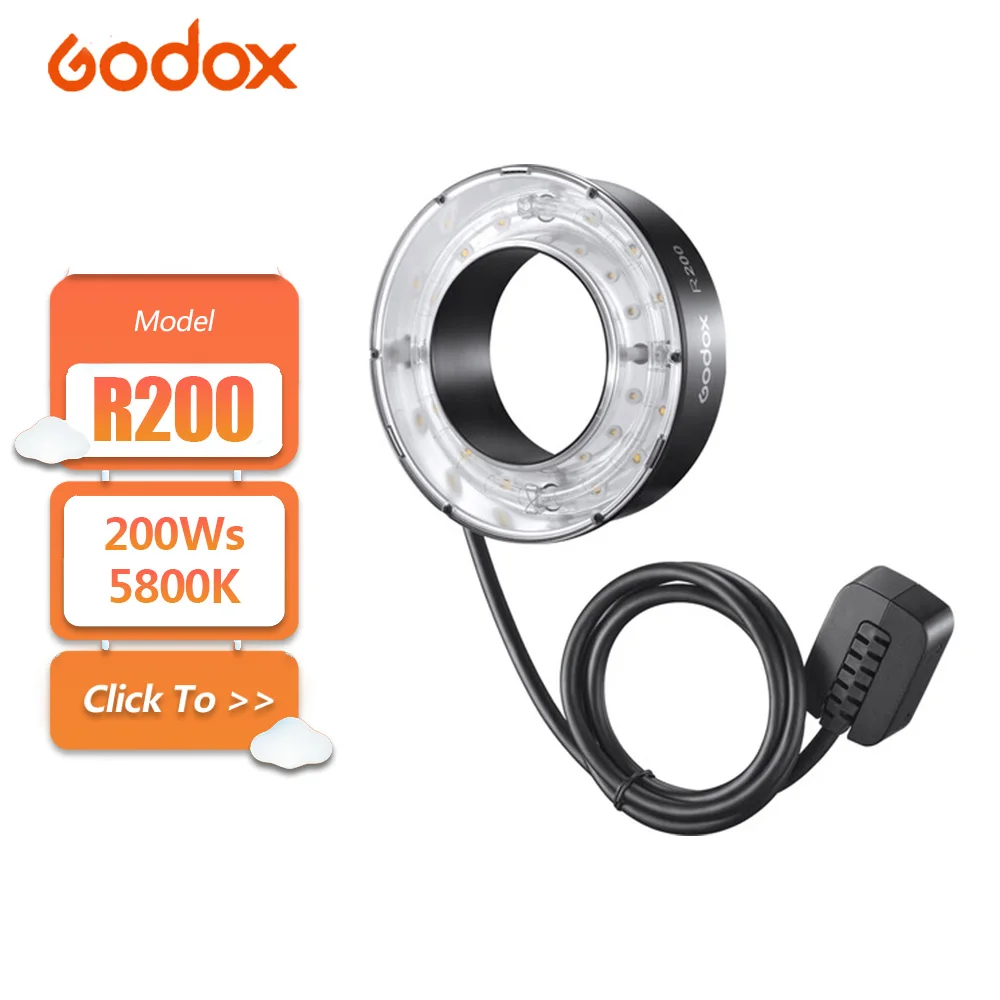 Godox R200 Ring Flash Head for AD200 AD200Pro 200Ws with Modeling Lamp for Portrait Video Vlog Photography Includes Carry Bag