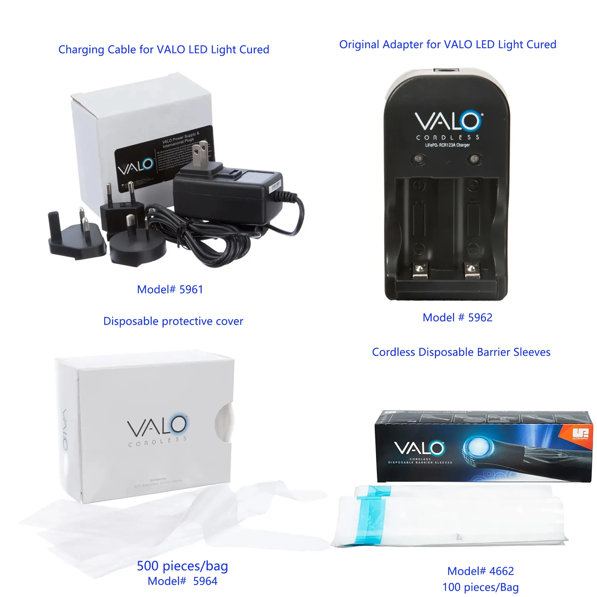 Dental Charging Cable Charging Adapter Cordless Disposable Barrier Sleeves Protective Cover for VALO LED Light-Cured Machine Use