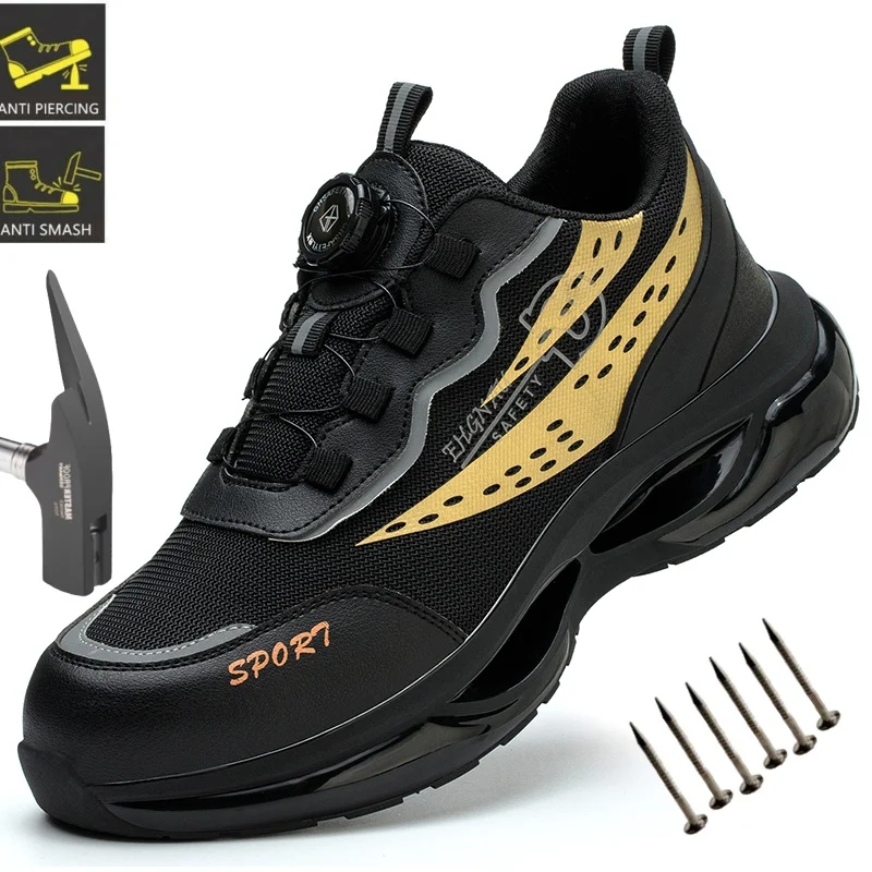 

Industrialc Mens Puncture-Proof Steel Toe Safety Boots & Slip-Resistant Industrial Shoe Outdoor Construction Work Shoes