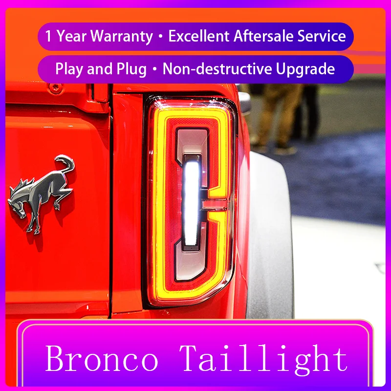 Car Styling For Ford Bronco 2020-2022 Rear Lamp DRL Taillight Turn Signal Highlight Dynamic LED Reverse Auto Accessories