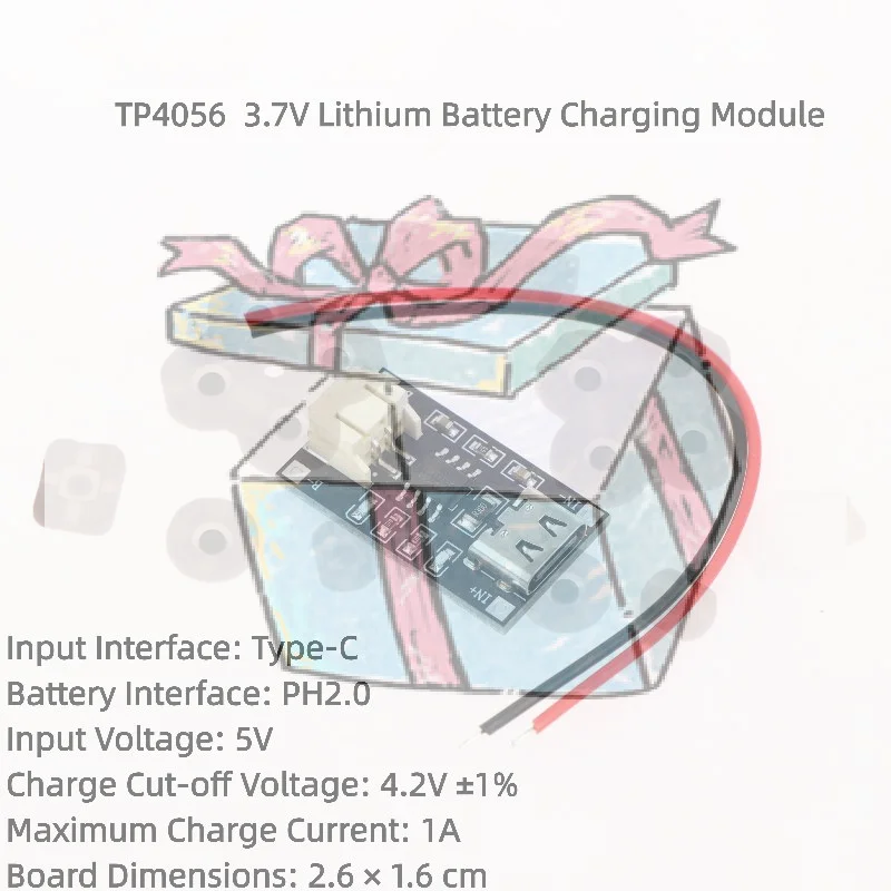 

【CCA】TP4056 3.7V Lithium Battery Charging Module 1A Type-C Port PH2.0 Terminal Overcurrent Protection Board