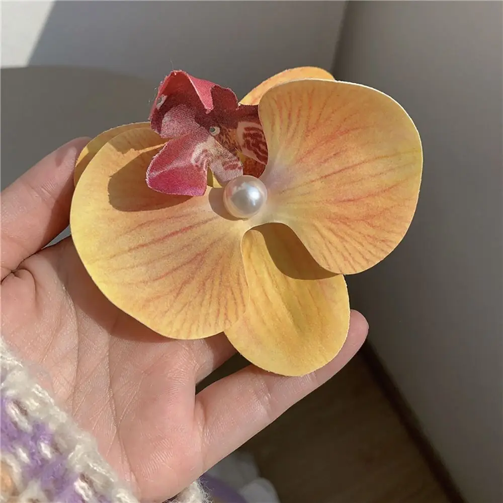 1 Stück Enten schnabel Clip Orchidee Schmetterling Haars pange Haars tyling Werkzeuge Phalaenopsis Perle Haars pange Seide Blume Haarnadel Stoff