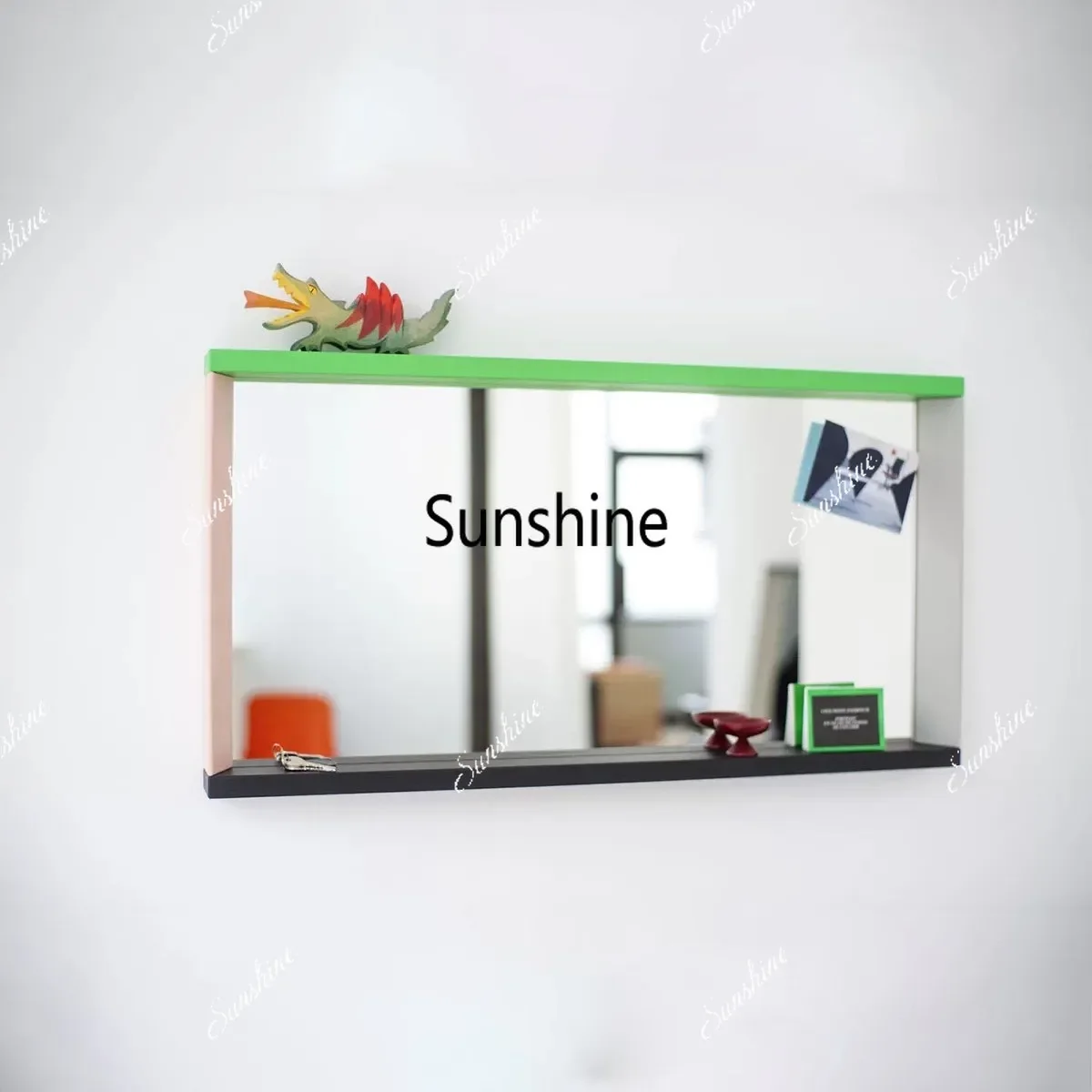 Solid wood splicing full-body mirror decorative mirror living room bedroom storage full-length mirror