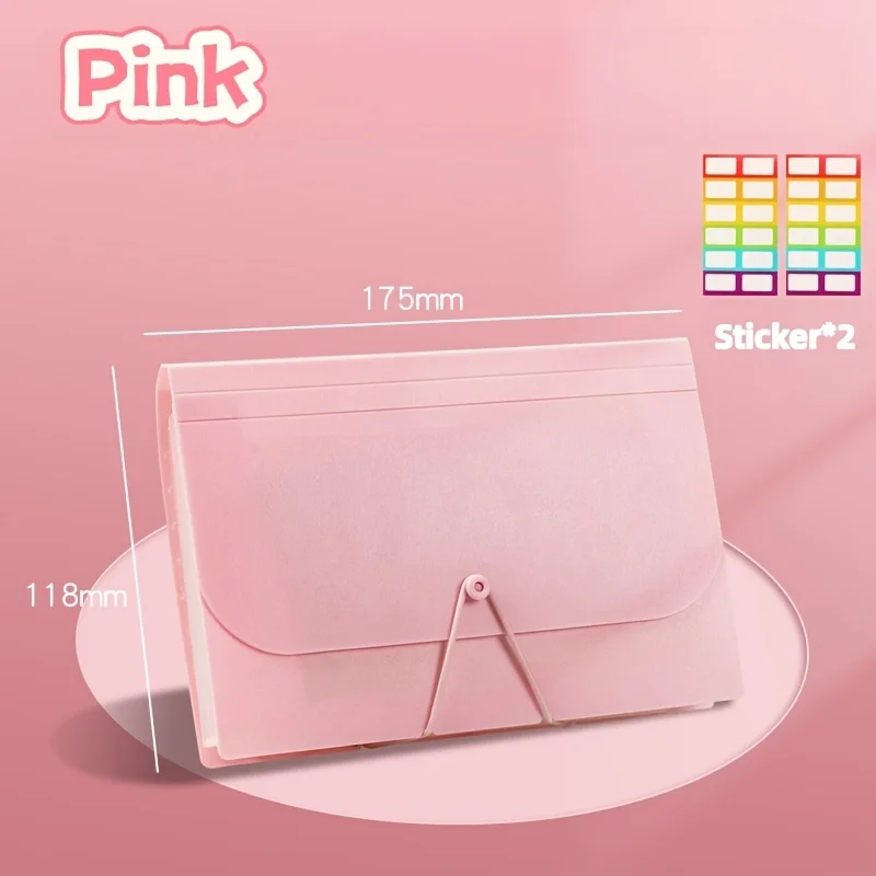 13-Pocket A6 Filing Folder, Expandable & Portable, Solid Color with Index Tabs, Ideal for Documents & Coupon Organizer