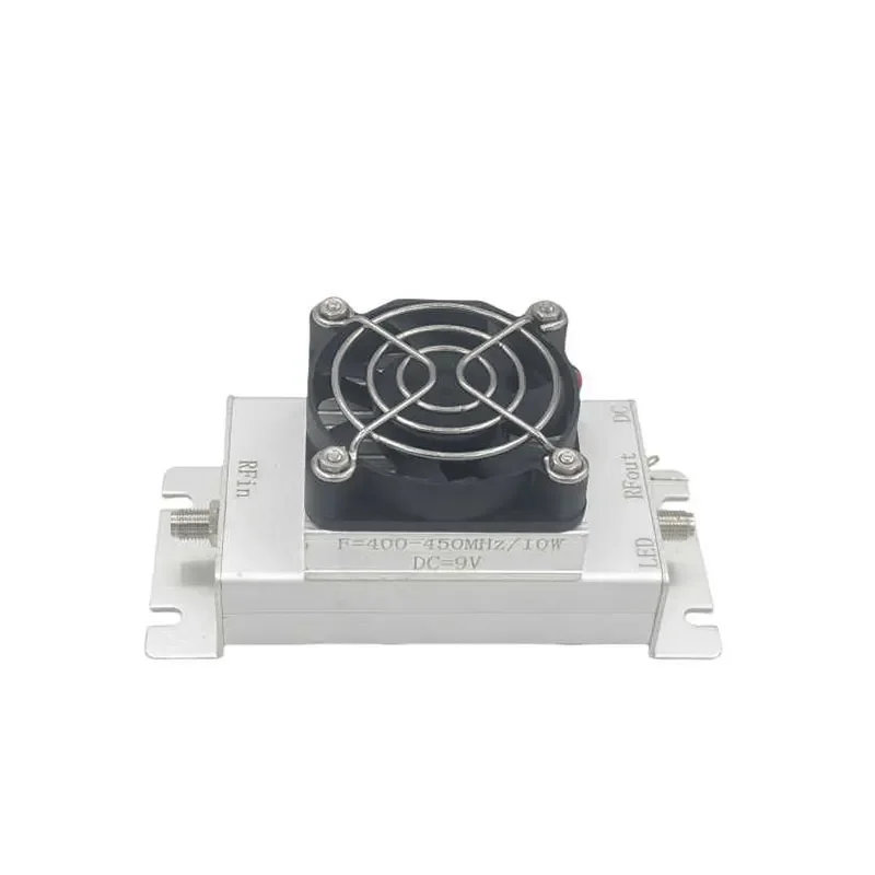 

2026 400MHz-450MHz 10W RF Power Amplifier RF Power Amp with 48dB Gain Heat Sink and Cooling Fan