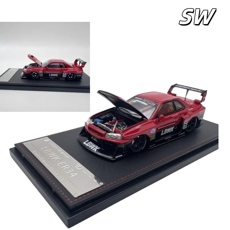 

In stock: 1:64 GTR LB wide-body ER34 die-cast simulation open-lid car model, boys' festival gift toy, adult decorative item.