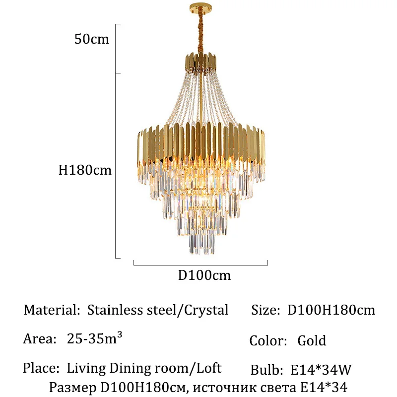 Luxury Bedroom Villa Modern Crystal LED Pendant Light Restaurant Lobby Living Room Suspension Chandeliers Home Decor Lamp Lustre