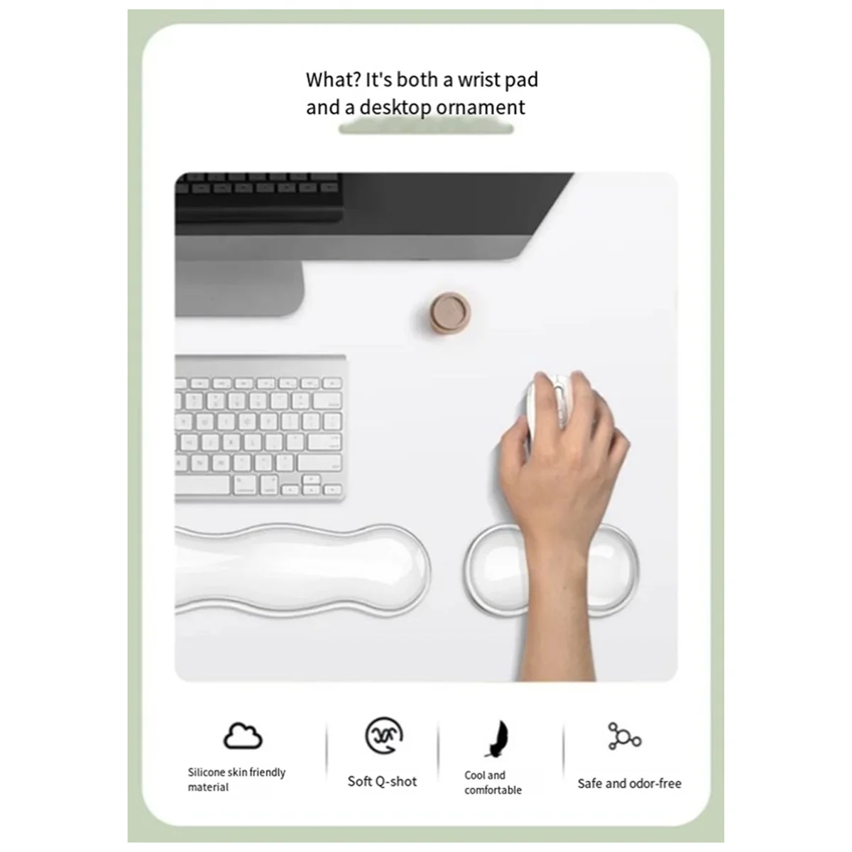 لوحة ماوس GOB-oRubber مع مسند للمعصم، وصينية لوحة المفاتيح، ومسند مكتب شفاف من السيليكون غير قابل للانزلاق