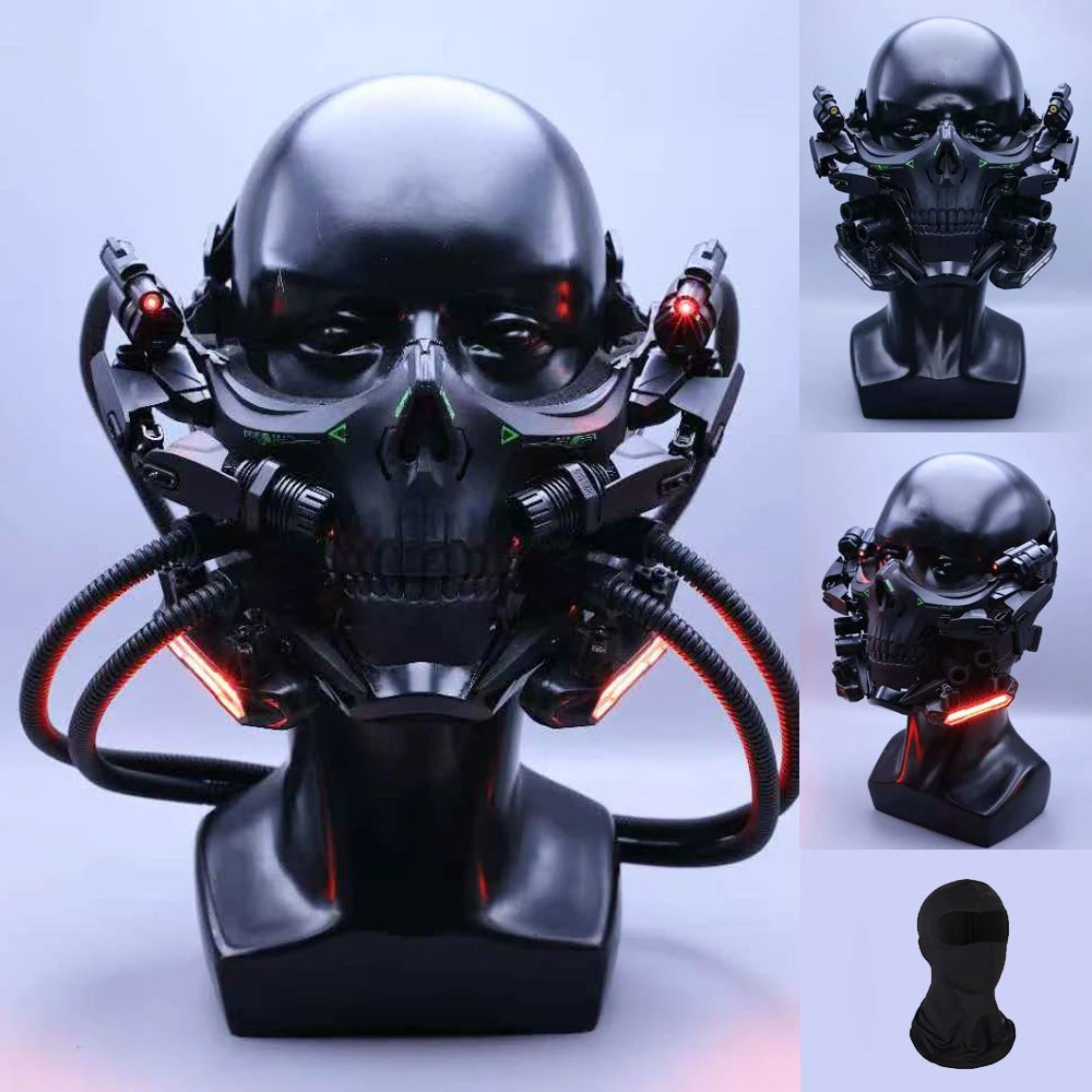 

Tactical Skeleton Cyber Punk Mask Adult CS Shooting Game Props With Lighting for Halloween Party Carnival Masquerade Cosplay