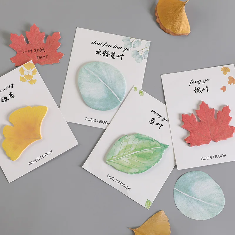 Leaves Shape Collection Self-Adhesive Memo Pad Sticky Notes Paper Sticker Bookmark Stationery Office School Supplies