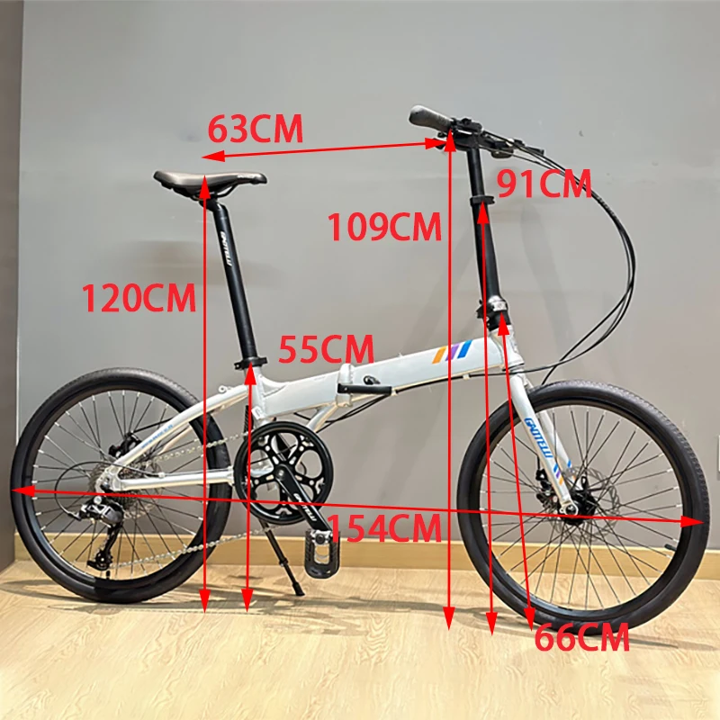 20 Inch Fold Frame Fold City Bicycle 451 Small Wheel Diameter External 9 Speed Disc Brake 52T CNC Crank Group Portable Road Bike