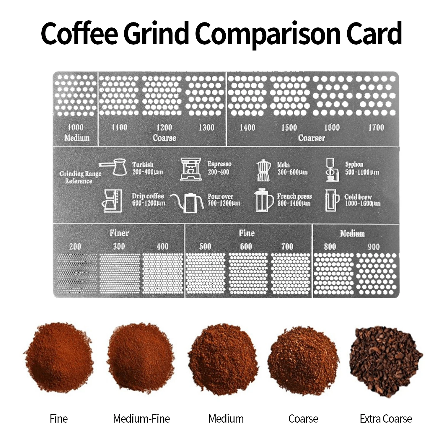 OANKR Coffee Grind Reference Card, 200-1700um 304 Stainless Steel Coffee Measuring Stick Professional Tools Coffee Accessories