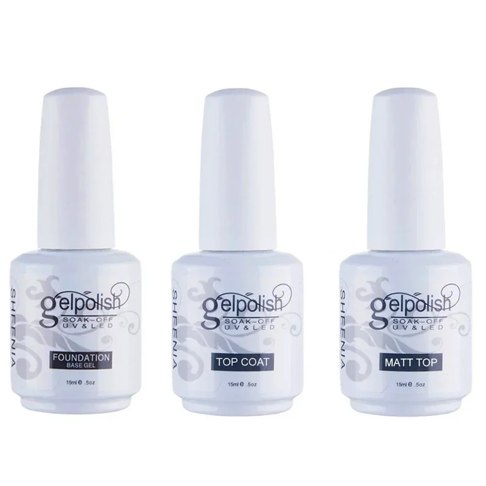 Sheenia 2025 WT025C 15ml ノーワイプトップコートベースコートジェルポリッシュUV LEDネイルアートソークオフジェルヴァーニッシュノンスティッキーレイヤートップコート