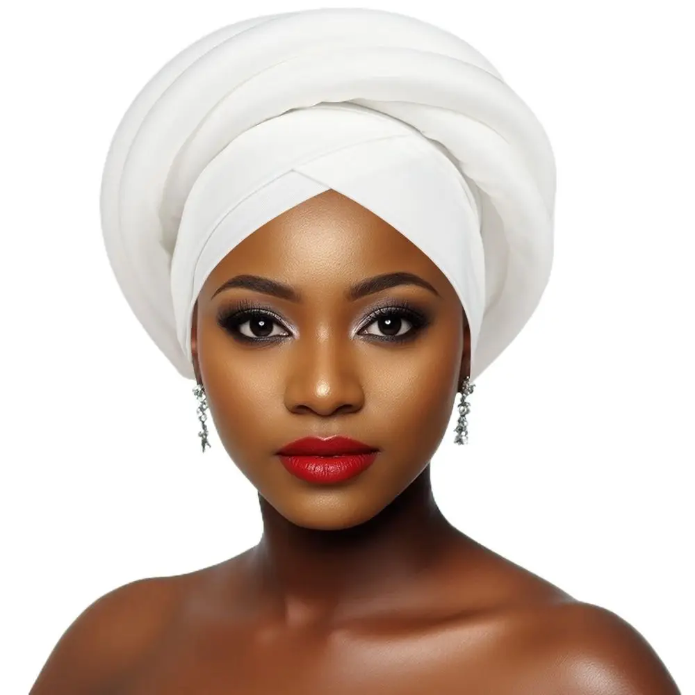 Mode Ruwe Zijde Afrikaanse Vrouwen Tulband Wrap Elastische Hoofddeksels Hoofd Wraps Ademend Twisted Braid Tulband Cap Nigeriaanse Bruiloft