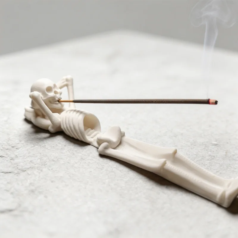 3D‑Printed Skull Incense Holder, Unique Desktop Fragrance Ornament, Halloween Home Decor Craft,Funny Stick Incense Base