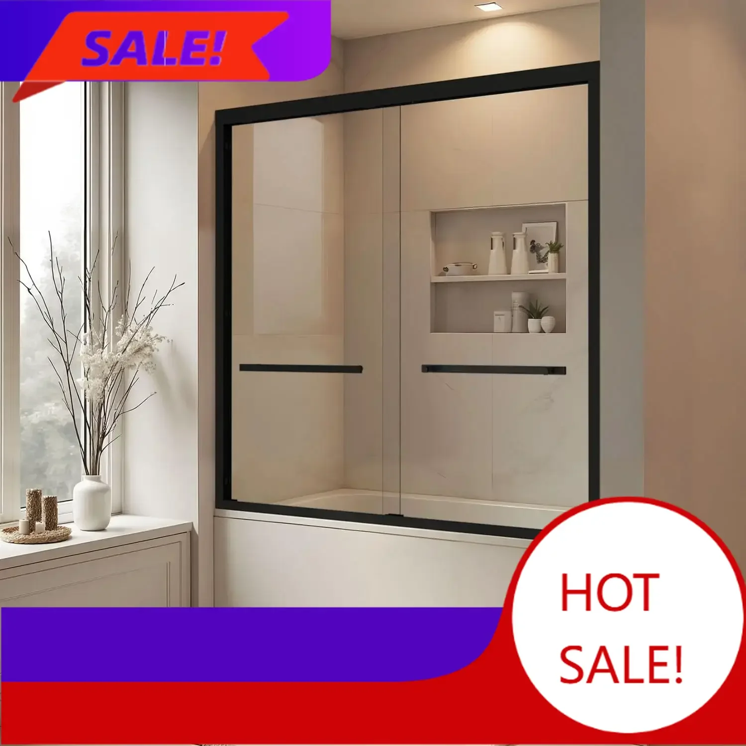 

BestsellerBathtub Shower Door, 56-60" W x 58" H Sliding Shower Door for Bathtub, 1/4" (6mm) SGCC Tempered Glass Bathtub Glass Do