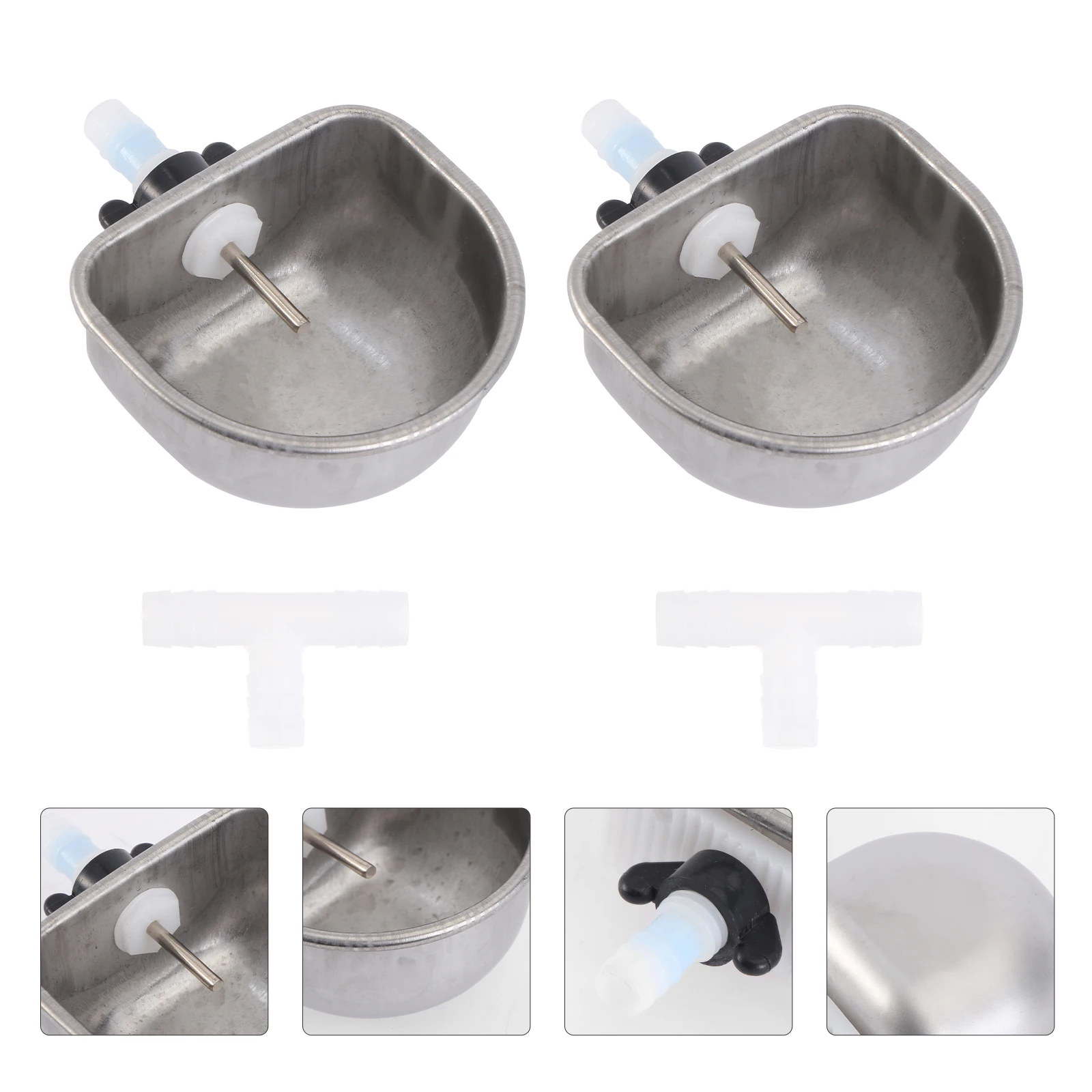 

2 Sets Stainless Steel Drinking Fountain Water Dispenser Pet Feeder Ferret Bottle Plastic Small Animal Leakproof Durable Easy