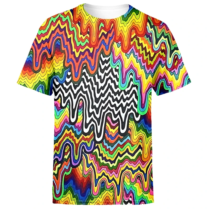 Colorful Graffiti T-shirt Men's Clothing Streetwear Harajuku Personality T Shirts 3D Print Art Round Neck Soft Tees Tops image 3