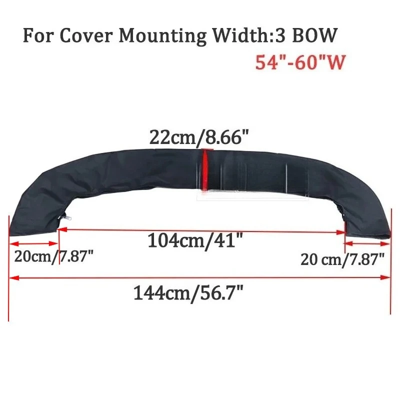Waterproof 600D 3/4 Bow Bimini Top Boot Cover No Frame Yacht Boat Cover With Zipper Anti UV Dustproof Cover Marine Accessories