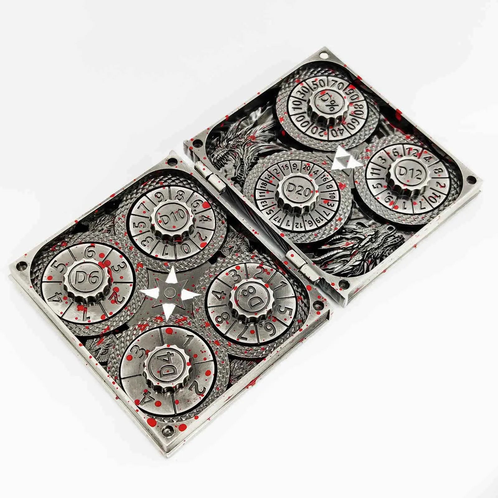 7 in 1 DND Spinner Metal Dice Set D&D Metal Gyro Roulette Dragon Compass Board Game Dungeons Dragon TRPG Digital Dice Table Game