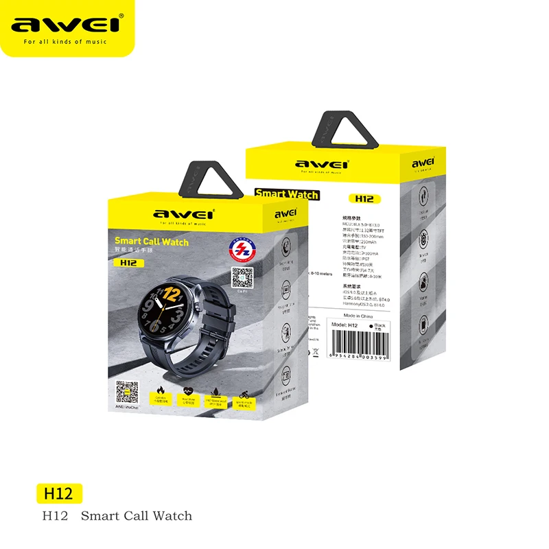 Awei H12 최신 스마트 시계 자기 IP67 방수 속도 Smartwatch 남성 여성 심장 박동 혈압 체온