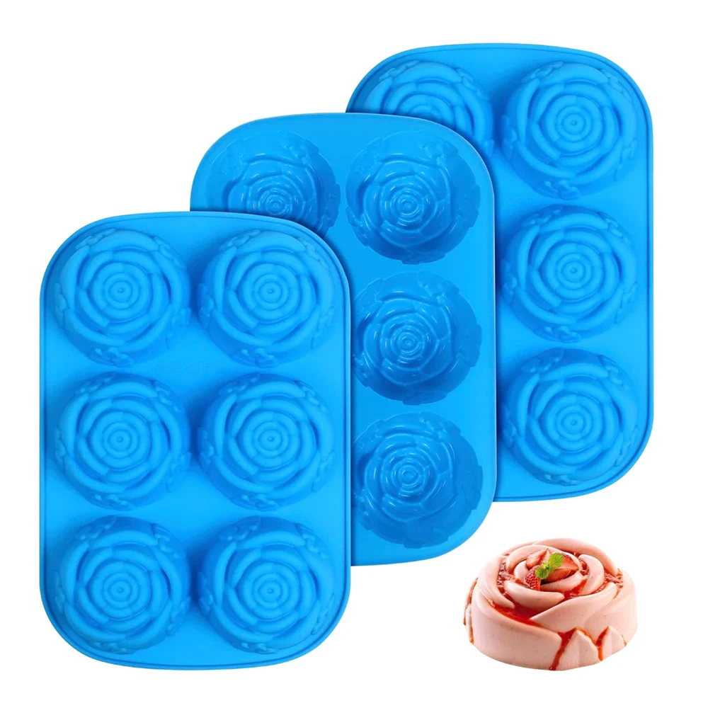 

1/3pcs rose soap, handmade candle mold, silicone cake mold, baking tray, pan mold, muffin, rose ice cubes