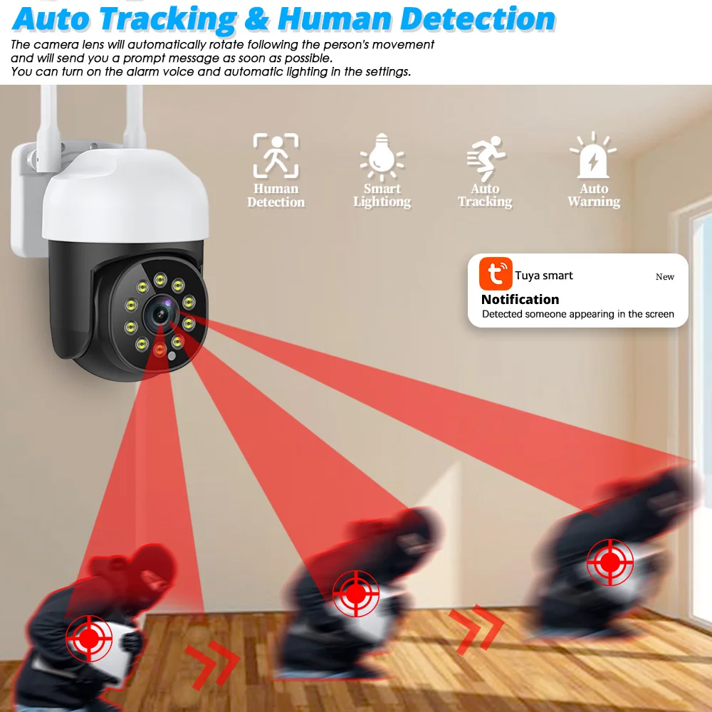 Imagem -02 - Tuya-câmera de Vigilância Inteligente hd Wifi Cctv ao ar Livre Segurança sem Fio Câmeras ip Ptz Rastreamento Automático Usb-c Impermeável 5mp