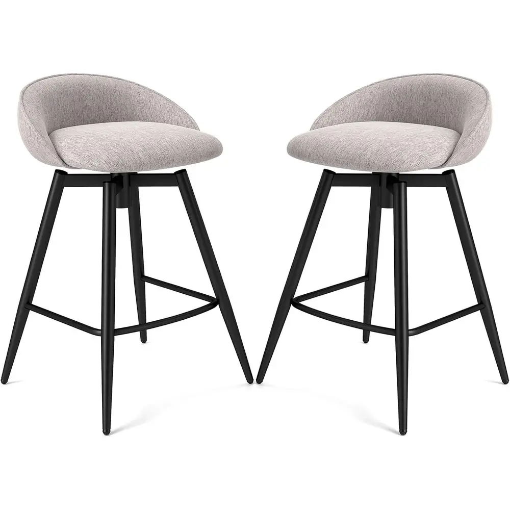 

Пара из 2-х вращающихся барных стульев с мягкой обивкой, спинкой и подставкой для ног, для барной стойки, серые