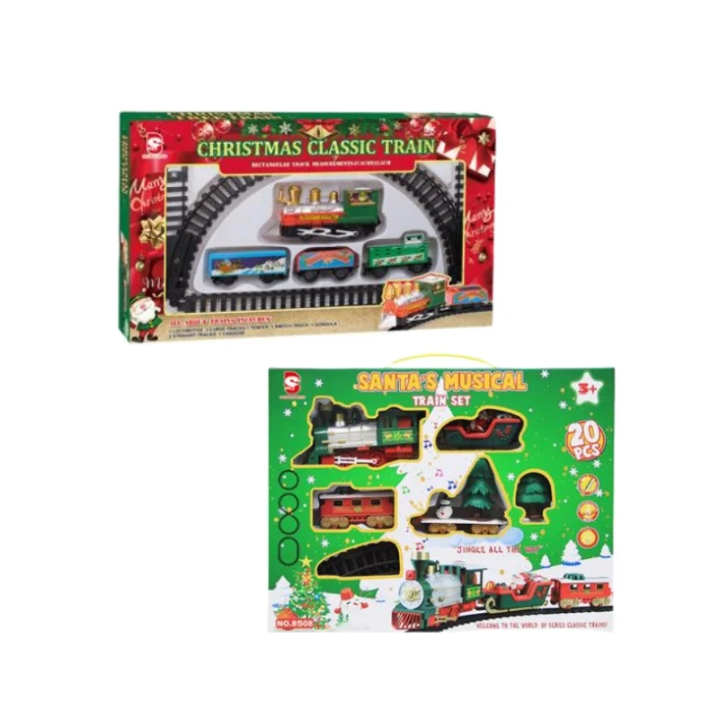 Christmas Toy Car Children\'s Electric Track Classical Small Train Smoking Simulation Sound and Light Holiday Christmas Present