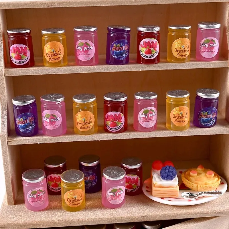 Mini bouteilles de confiture à l'échelle 1/12, 10 pièces, accessoires de maison de poupée, nourriture simulée