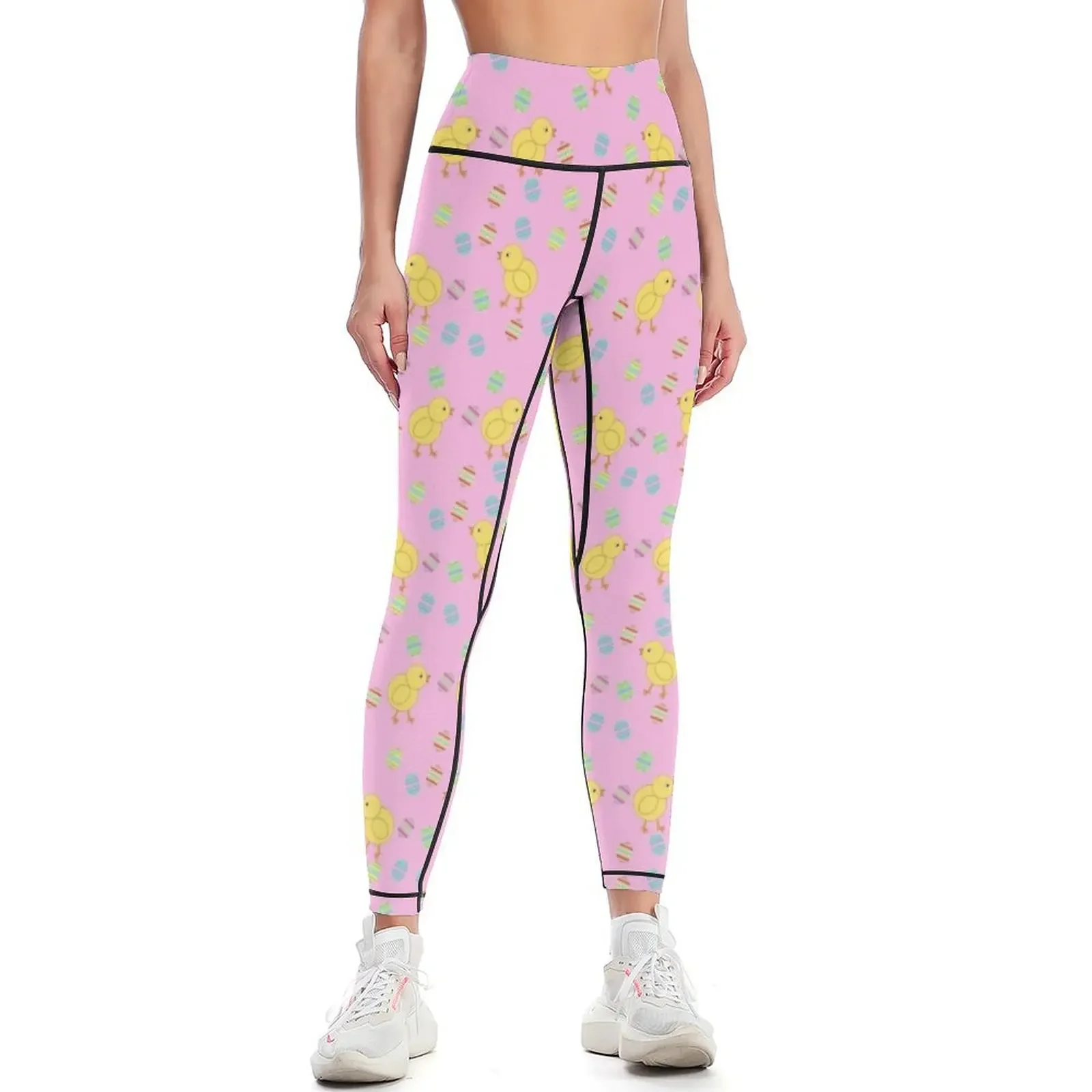 

Easter Chicks with Easter Eggs Leggings Training pants exercise clothing for sports for gym top Womens Leggings