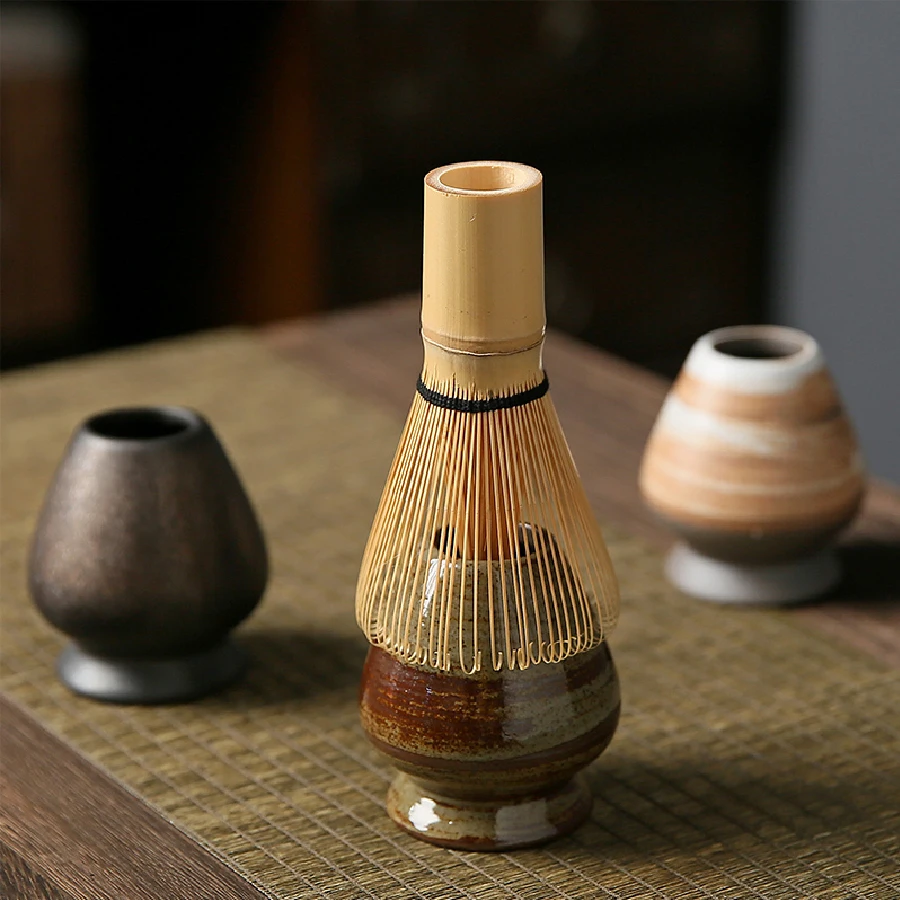 Japanese Coarse pottery Matcha Tea Chasen Holder Stand Bowl Bamboo Whisk Grinder Teaware Tools Holder Tea Accessories Teaware