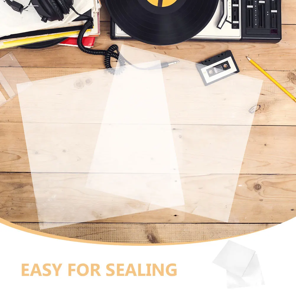 

50Pcs Vinyl Record Bags Self Adhesive Outer Protective Sleeves Clear Plastic Covers Dustproof Durable Record Storage