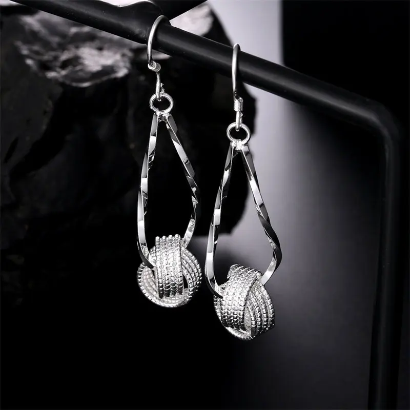 

Charm 925 Sterling Silver 36MM Knot Earrings For Women Party Gift Jewelry Fashion Accessories