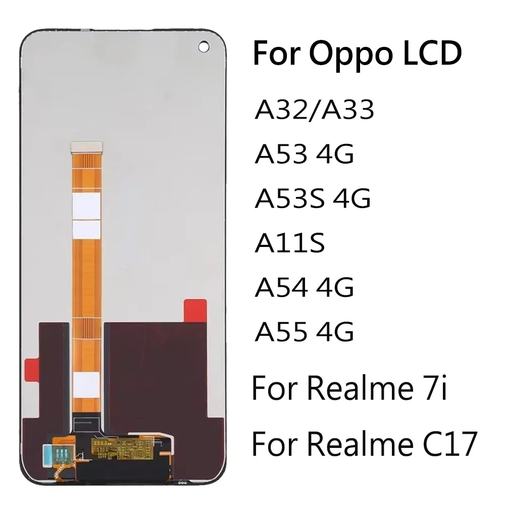 IPS For Oppo A32 A33 A53 A53S A11S A54 A55 4G LCD Display Touch Screen Digitizer Assembly Replacement For Realme 7i C17 LCD