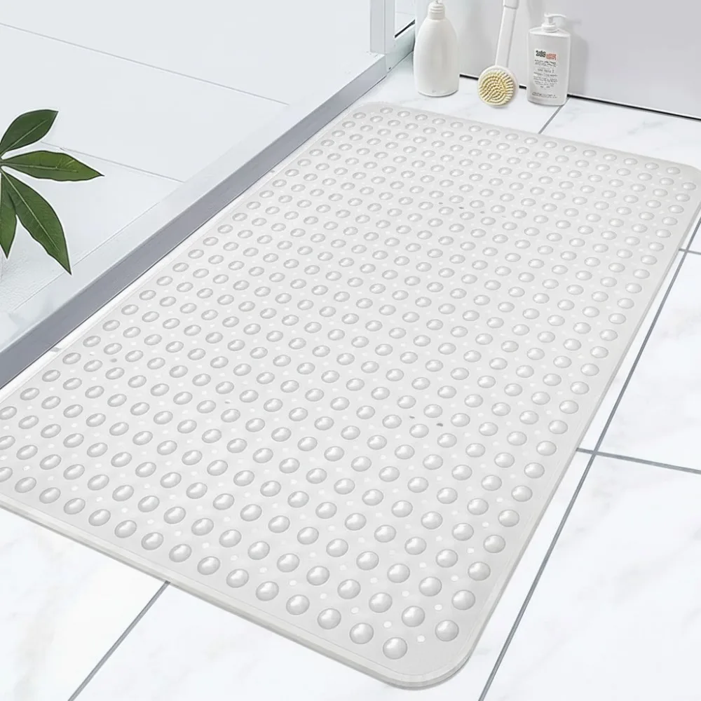 

Extra Large Non-Slip Shower Mat 47x31 Inch TPE Bath Mat with Drain Holes, Anti-Slip Safety Mat for Walk-In Showers & Bathtubs