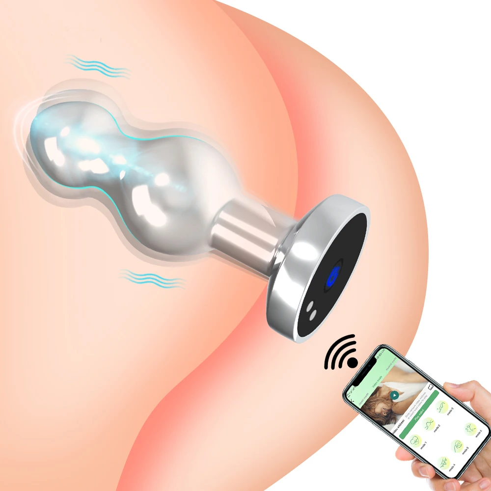 ของเล่นโลหะ Anal Plug Vibrator เกย์ Butt Plug Anal การสั่นสะเทือน Masturbation เครื่องมือ APP ควบคุม Anal Masturbator ของเล่น Sexmachine