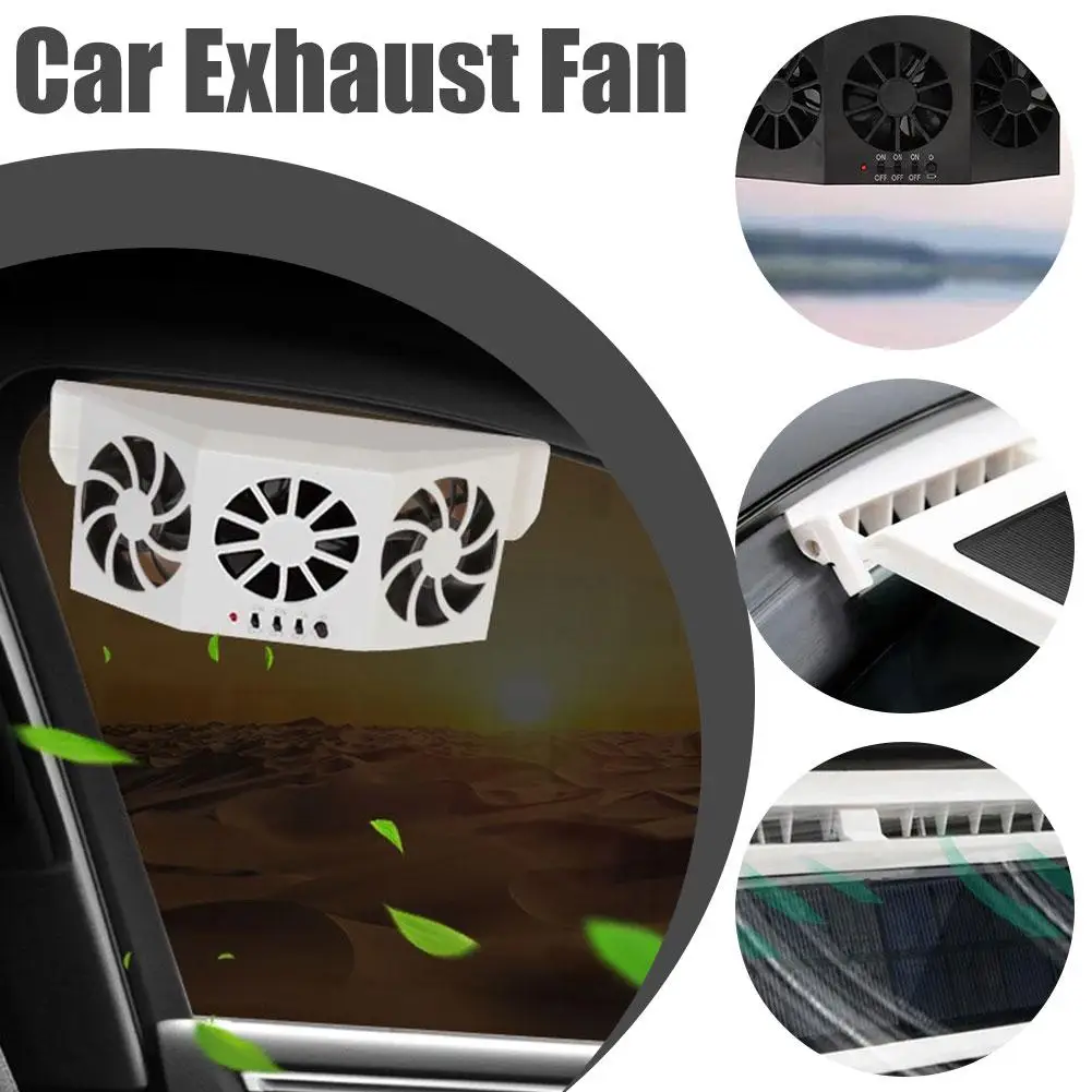 Solar Powered Car Ventilation Fan 3 Cooling Fans,Rechargeable Auto Air Circulation Cooler, Automatic Cooling Car Fan For Vehicle