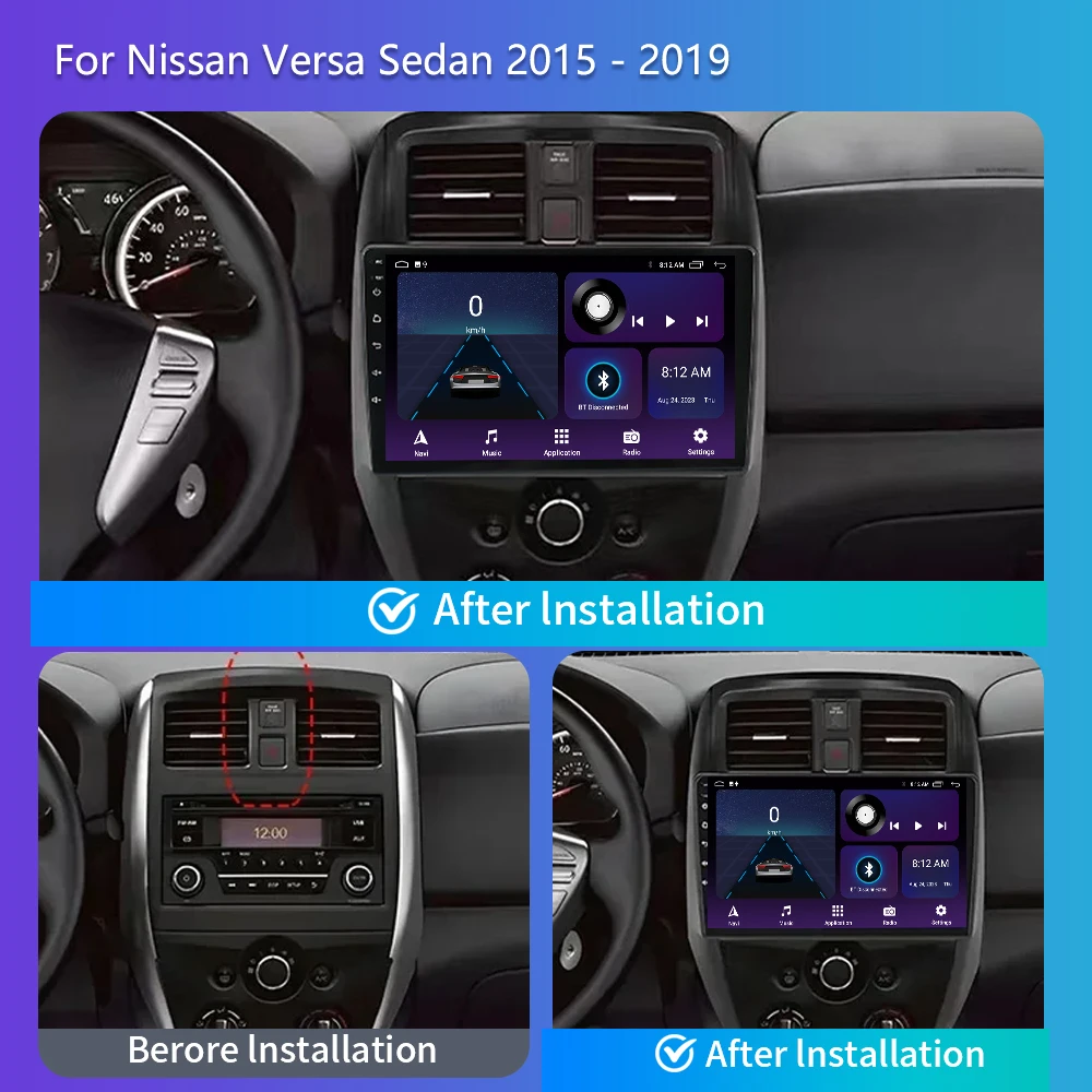 2 Din Andriod 14 Autoradio 8 Core Car Radi for Nissan Versa Sedan 2015 2016 2017 2018 2019 Stereo Carplay GPS Navi 4G DSP QLED